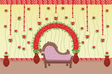 Wedding and marriage stage design background vector illustration