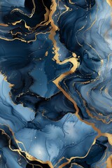 Fototapeta premium Abstract watercolour art, gold Navy blue black, marble textured, fluid, grey, liquid abstract