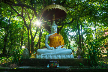 Old Buddha statue in Wat Chet Yot or Wat Photharam Maha Wihan, seven pagoda temple It is a major...
