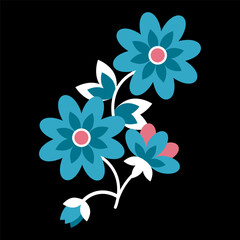 Obraz premium Composition of Mexican flowers ethnic embroidery