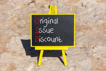 OID original issue discount symbol. Concept words OID original issue discount on beautiful yellow...