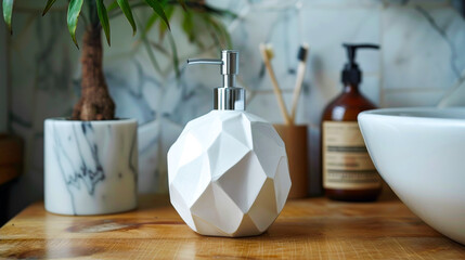 Vintage Multi-faceted White Soap Dispenser
