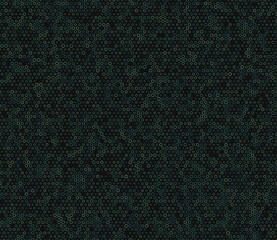 Vector background featuring multicolored geometric elements of varied sizes. Hexagon stacked mosaic pattern, seamless and tileable design.