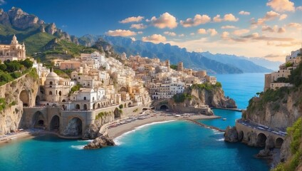 Fototapeta na wymiar An amalfi village of Italian country 
