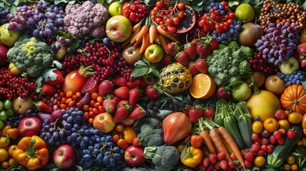 Colorful fruits and veggies. Generative AI
