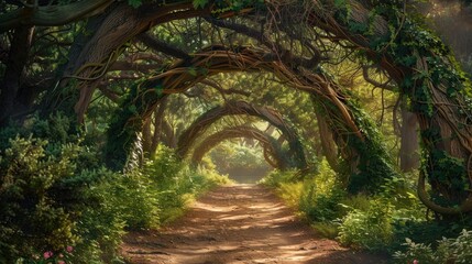 Forest branch archway. Generative AI