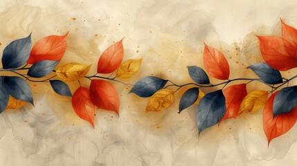 Golden and luxury pattern design with leaves line arts for wall framed prints, canvas prints, posters, home decoration.