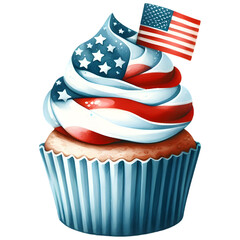 4th July Patriotic Cupcake Clipart Sublimation  PNG