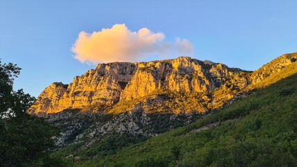 Coucher de soleil sur les grandes gorges du Verdon