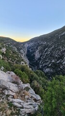 Coucher de soleil sur les grandes gorges du Verdon