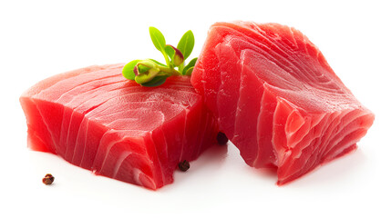 Fresh tuna fish fillet steaks isolated on white background