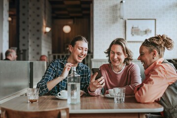 Friends hanging out at cafe
