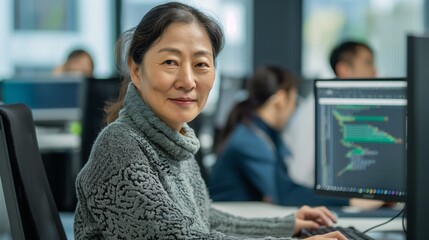 Mature Korean Female Developer at Work