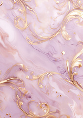 Abstract background of dusty pink marble with lavender swirl patterns and delicate lace motifs