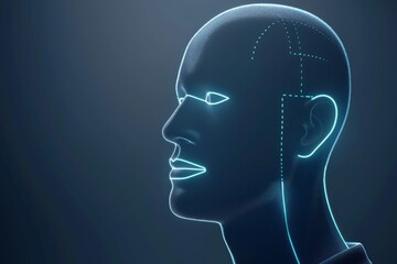 Obraz premium A robot exudes a soft, glowing light from its face and head, showcasing a futuristic and ethereal presence.
