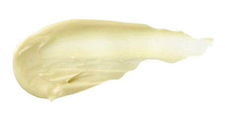 Mayonnaise spread isolated on white, top view, with clipping path