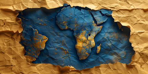Africa Map Illustration with Empty Copy Space and Beige Background - obrazy, fototapety, plakaty