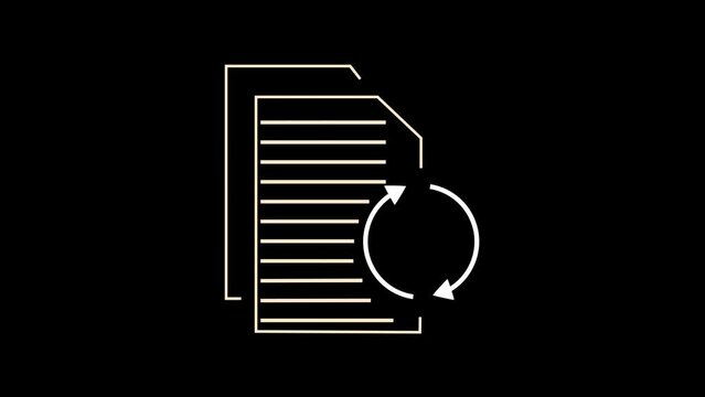 Animated document flow white icon. Loading digital file line animation. Paperless office. Paperwork management. Document, report, paper electronic icon.
