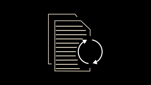 Animated document flow white icon. Loading digital file line animation. Paperless office. Paperwork management. Document, report, paper electronic icon.