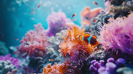 Fototapeta na wymiar Captivating Underwater Oasis:Vibrant Coral Reef Teeming with Diverse Marine Life