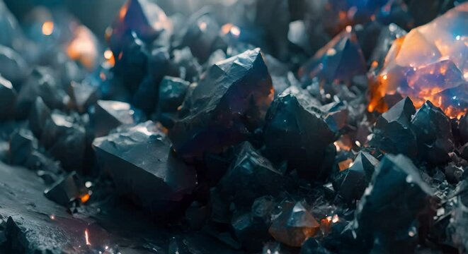 Display of Rare Earth Minerals Extracted from Mine on Rock Samples. Concept Rare Earth Minerals, Mining Industry, Rock Samples, Environmental Impact, Mineral Extraction