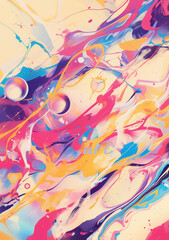 Abstract background with neon splash marble pattern and splattered paint details