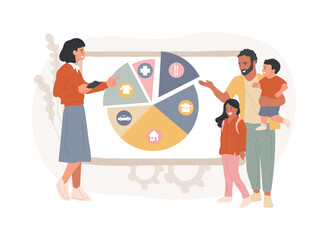 Family budget planning isolated concept vector illustration.