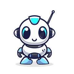 Cute robot cartoon character vector. Cute little robot mascot.