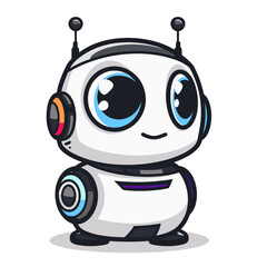 Fototapeta premium Cute robot character in cartoon style vector illustration. Robot concept.