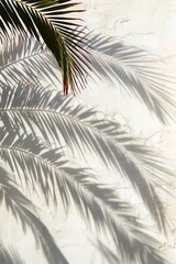 A palm tree casts a shadow on a wall
