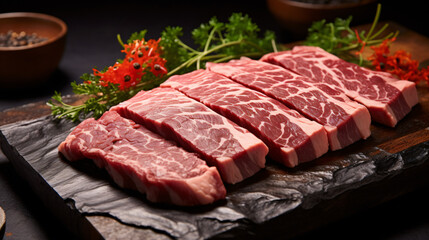 premium Japanese meat sliced wagyu marbled beef like