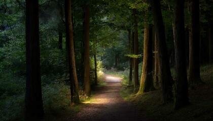 Naklejka premium 暗い森の風景