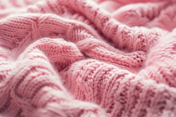 A close up of a pink knit sweater with a fuzzy texture