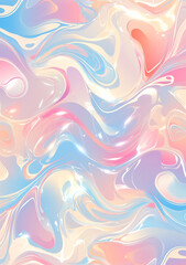 Metallic foil liquid swirl pattern background in pastel tones