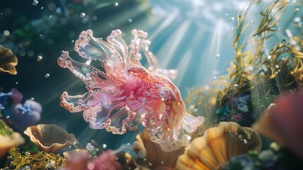 Mesmerizing Underwater Creature in a Vibrant,Cinematic Seascape