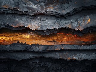 Molten Metallic Landscape:A Cinematic of Contrasting Textural Layers and Fiery Hues