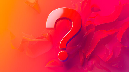 Minimalist Red Gradient Background with Question Mark