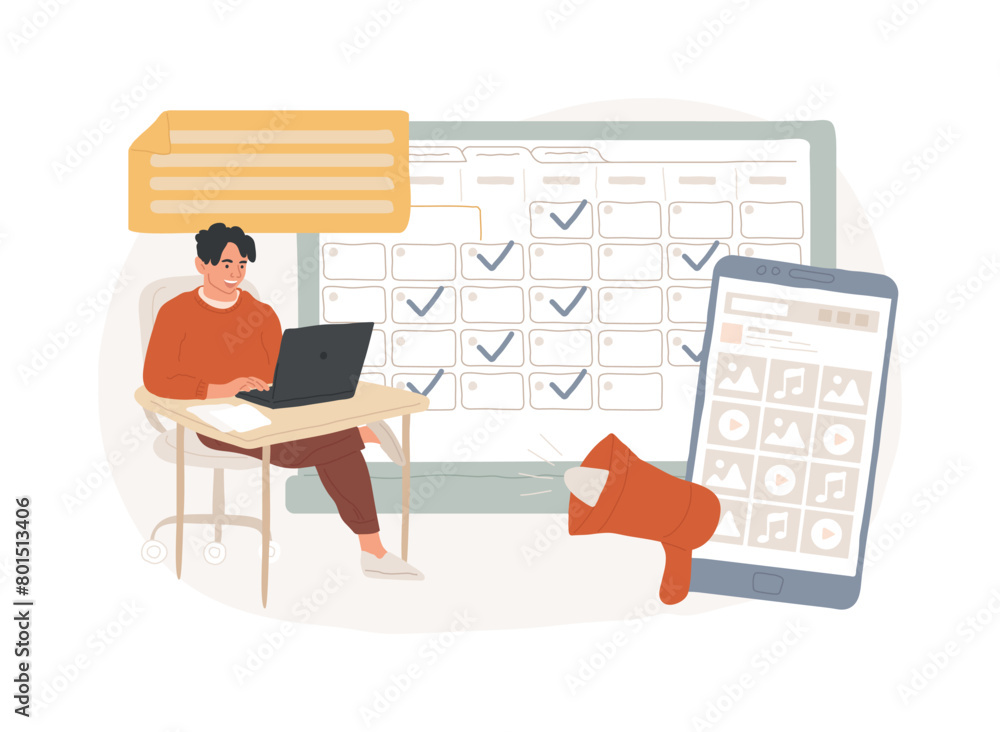 Poster regular blog posts isolated concept vector illustration.