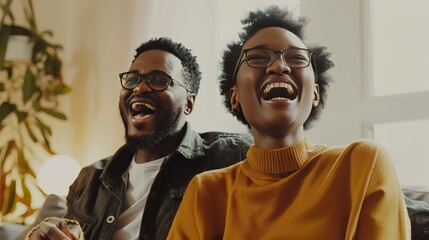 Fototapeta premium A joyful scene of a couple announcing their pregnancy to family via video call, with reactions of excitement