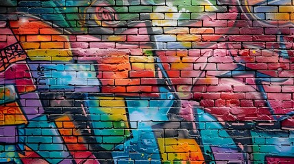 Obraz premium Graffiti on Brick Wall Urban Artistic Expression - Street Art Background