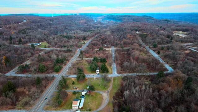 Aerial landscape of scenery in Fall around abandoned coal town Centralia Pennsylvania
