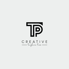 Abstract Minimal Letter TP PT Initial Based Stylish Monogram Logo Design Vector.