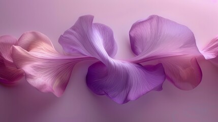   A tight shot of a purple flower against a pink backdrop, its petals softly blurred
