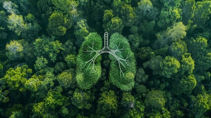 Green lungs of planet earth, aerial view, concept: nature and rainforest protection, natural co2 reduction, 16:9