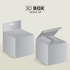 Hanging and Normal Packaging Box Mockup - White Product Package Box Illustration Isolated On Background. Vector illustration