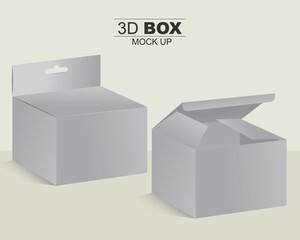 Hanging and Normal Packaging Box Mockup - White Product Package Box Illustration Isolated On Background. Vector illustration