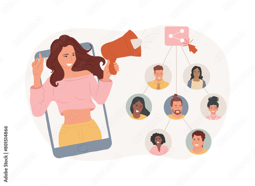 Poster referral program isolated concept vector illustration.