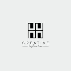 Abstract Minimal Letter H HH Initial Based Stylish Monogram Logo Design Vector.