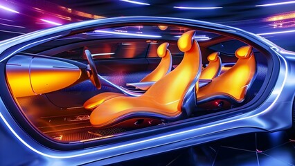 Cuttingedge smart car tech with futuristic interior design and intelligent system. Concept Smart Car Technology, Futuristic Interior Design, Advanced Intelligent System,