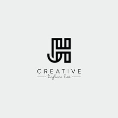 Abstract Minimal Letter JH HJ Initial Based Stylish Monogram Logo Design Vector.
